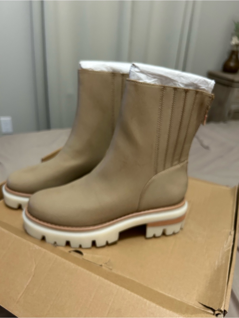 Women's Taupe Chunky Sole Ankle Boots size 8.  From Nordstrom’s